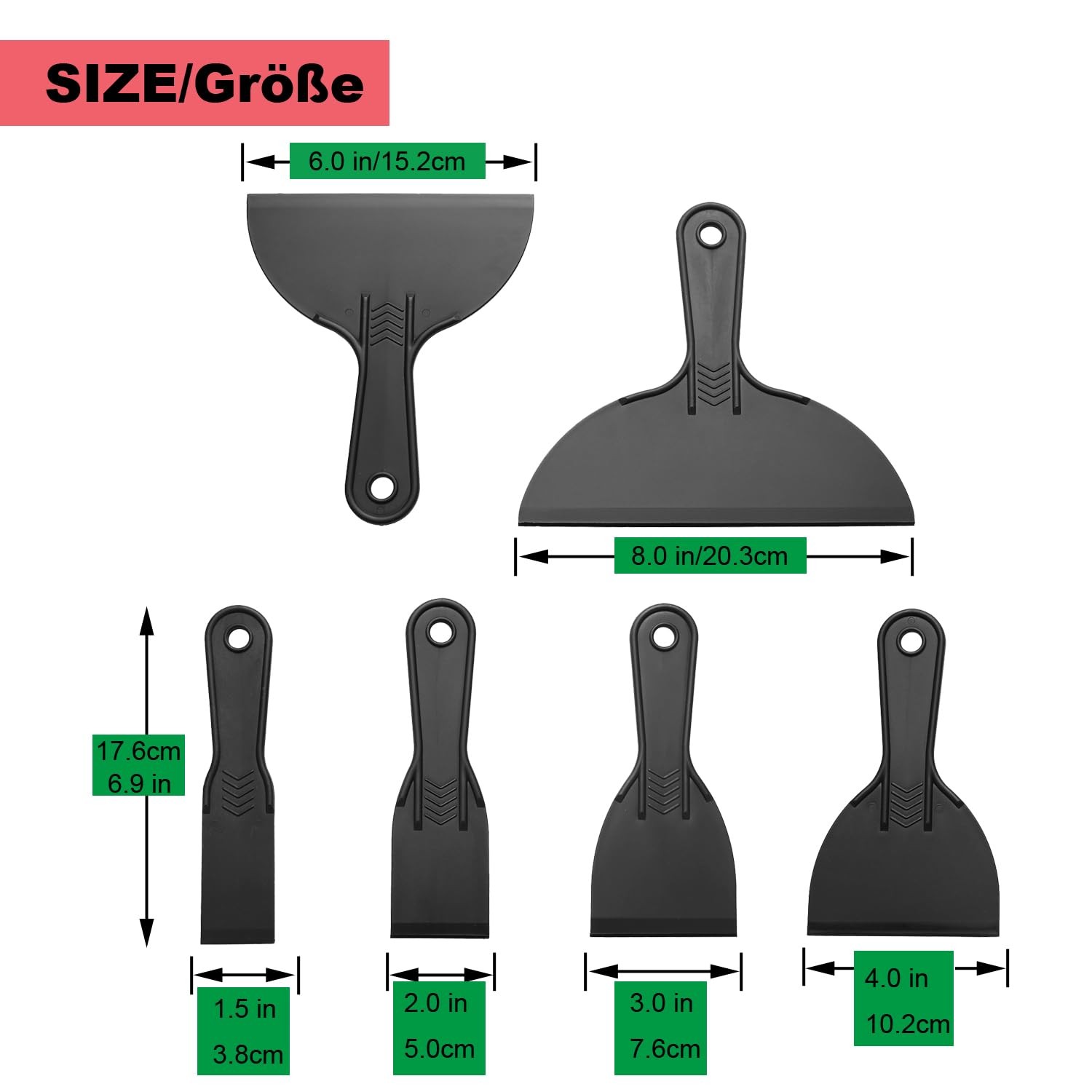 6 Pack Putty Knife, Flexible Plastic Paint Scraper Tool for Spackling,Putty K...