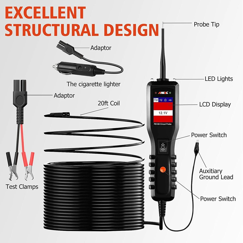 ANCEL PB100 Circuit Tester PowerScan Electrical System Diagnostic Tool 12V & 24V