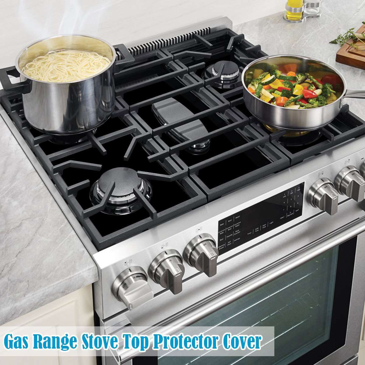 3pcs Gas Range Stove Top Burner Cover Protector Reusable Liner Clean Non-stick