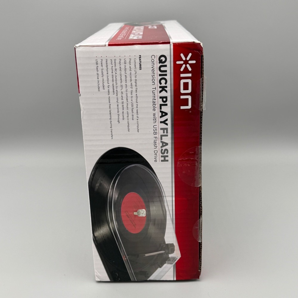 Ion Quick Play Flash Conversion Turntable USB with Flash Drive Converts Records