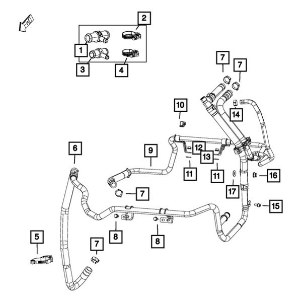 Mopar 52014856AE HVAC Heater Hose
