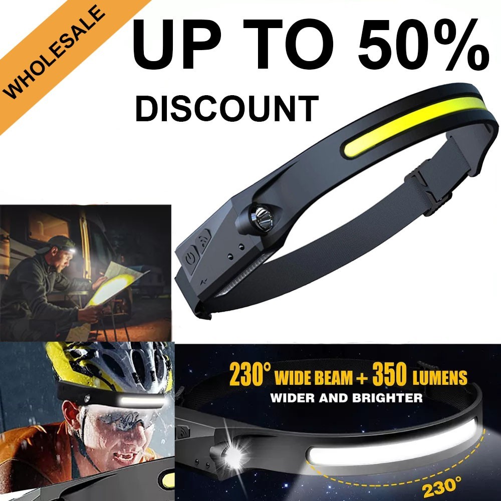 Waterproof COB Headlamp Night Buddy LED Motion Sensor Head Torch Headlight