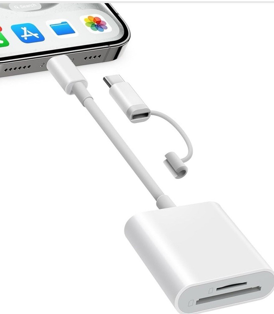 SD Card Reader for iPhone iPad, Dual Lightning & USB-C Connector Memory SD