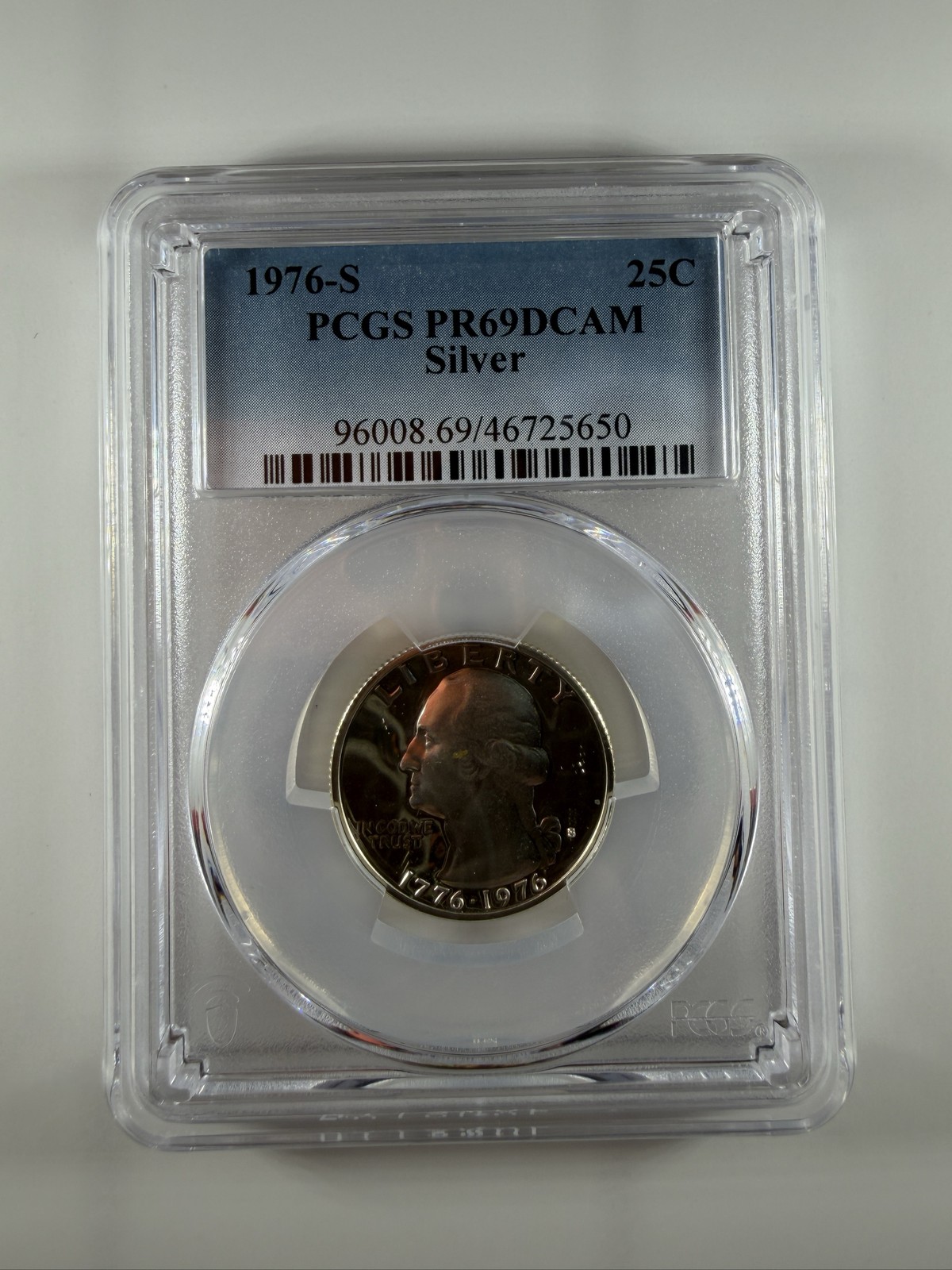 1976-S 25C Silver Washington Quarter Proof PCGS PR69DCAM Bicentennial Coin