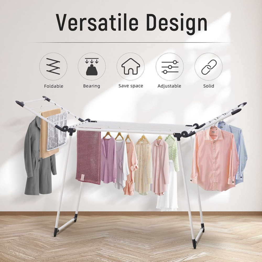 Clothes Drying Rack, Gullwing Laundry Rack, Collapsible, Space-Saving Laundry Ra