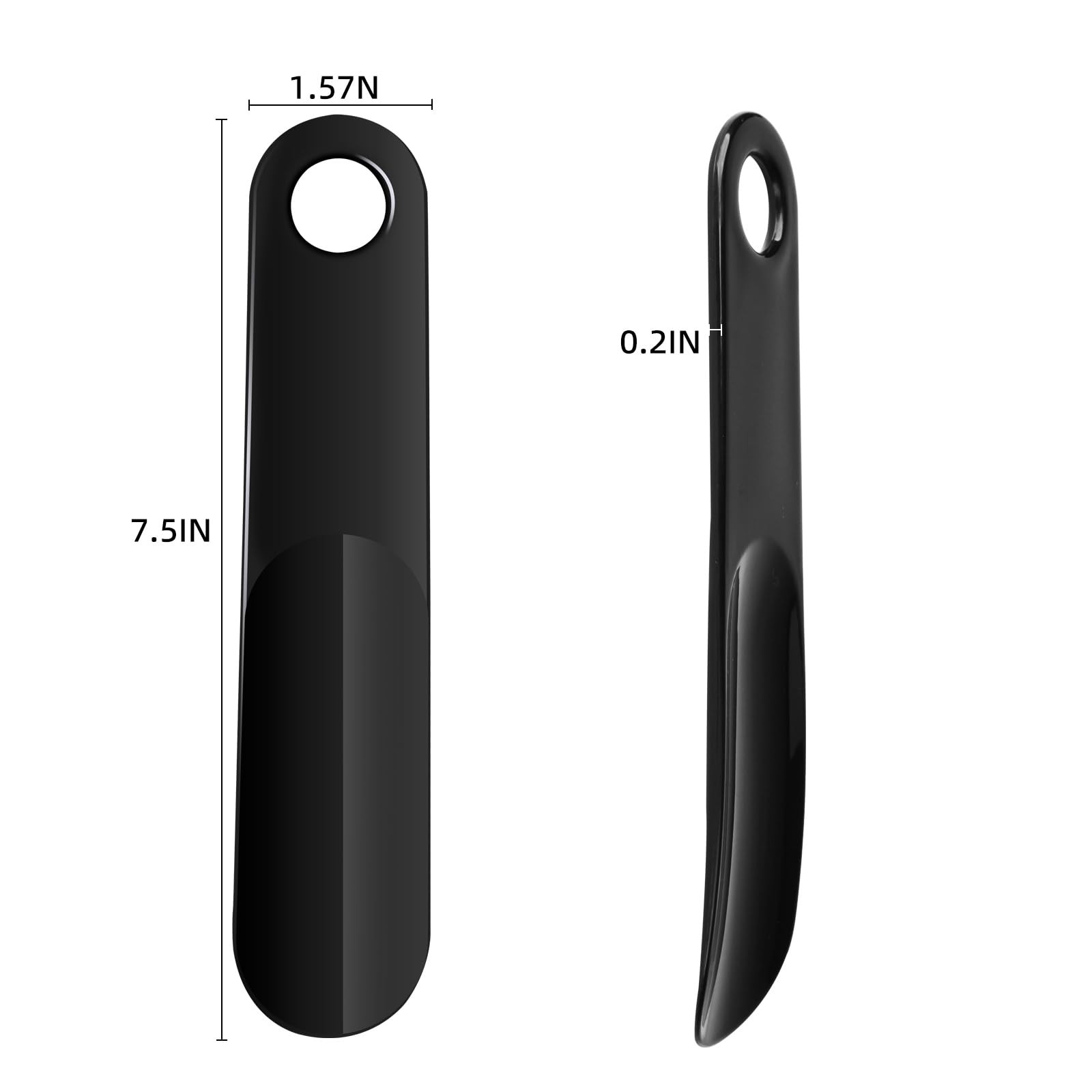 Untrytb 2 Pack Shoe Horn, Premium Horns for Men or Women, 7.5 IN, Black