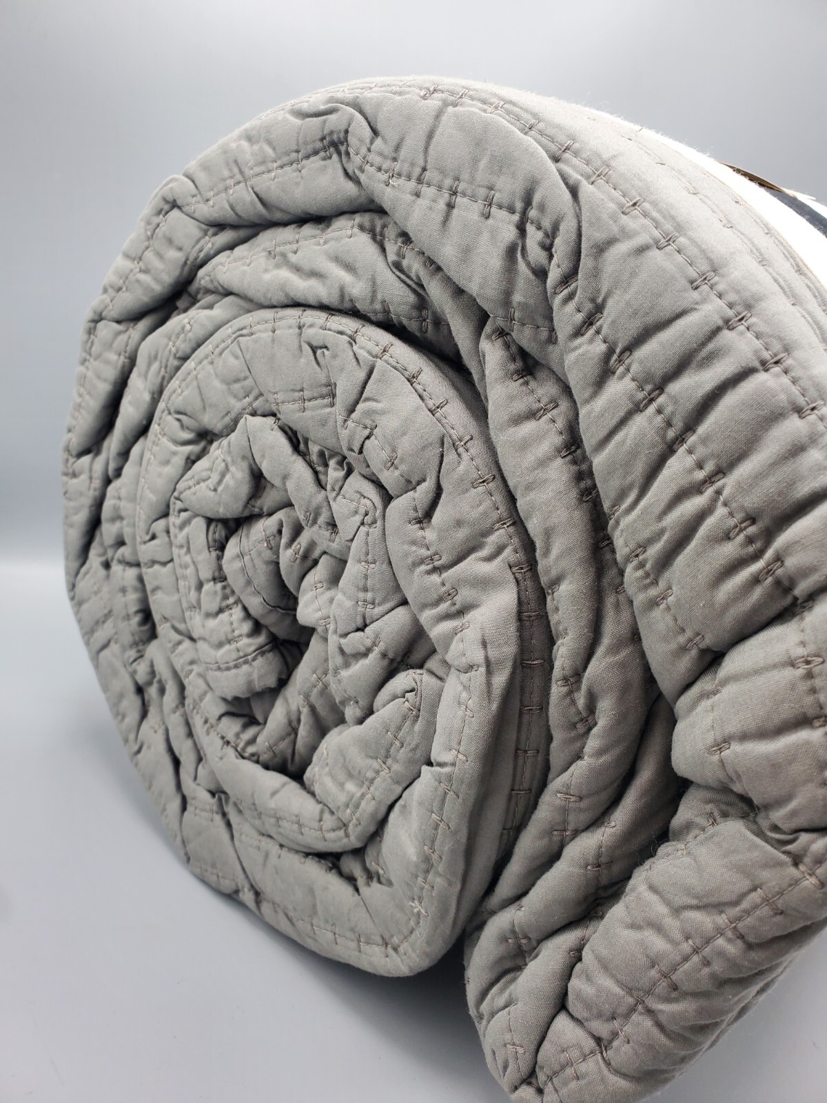 Hearth & Hand Magnolia KING Texture Stripe Quilt Radiant Gray Comforter NEW