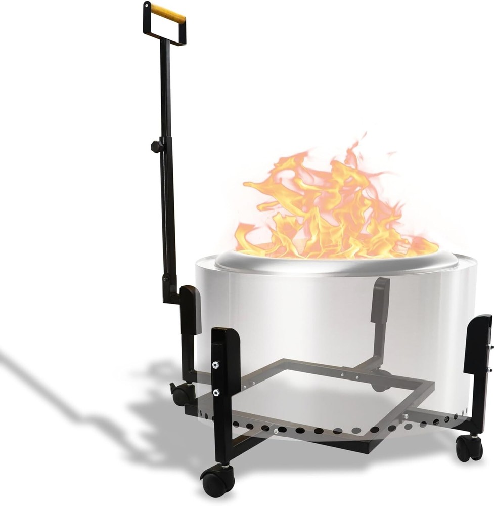 29.5" Firepit Trolley Stand with Telescopic Handle for 27" Smokeless Firepit
