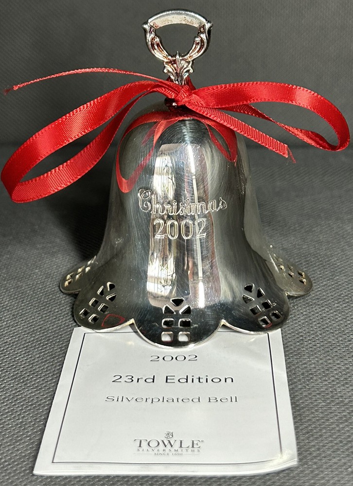 Towle 2002 Pierced Silver Plate Christmas Bell 23rd Edition New With Tags & Box