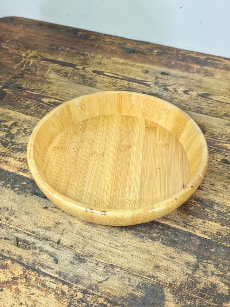 Handcrafted Round Bamboo Serving Tray Bowl