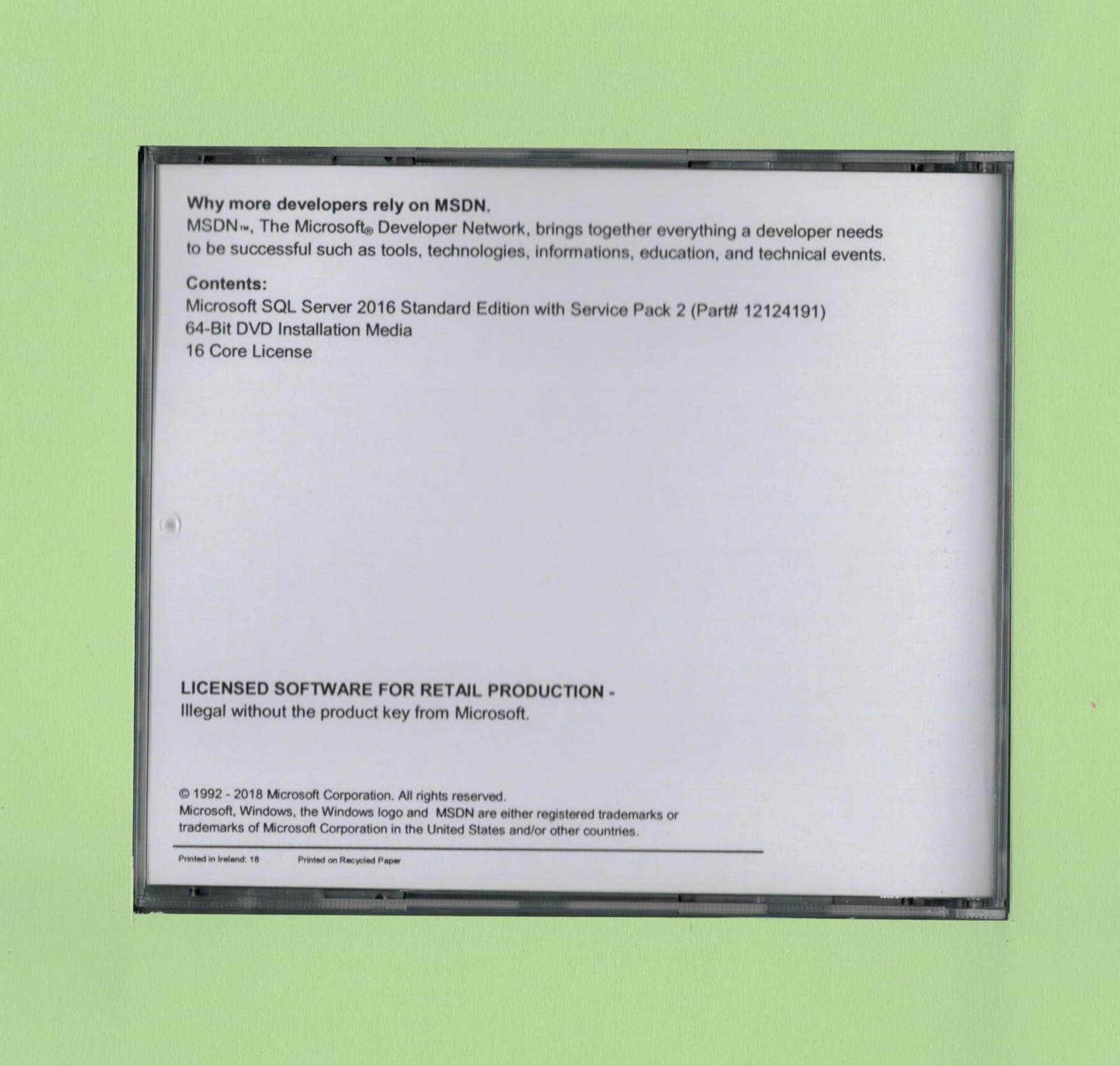 SQL Server 2016 Standard w Unlimited CALs New Authentic Retail Microsoft License