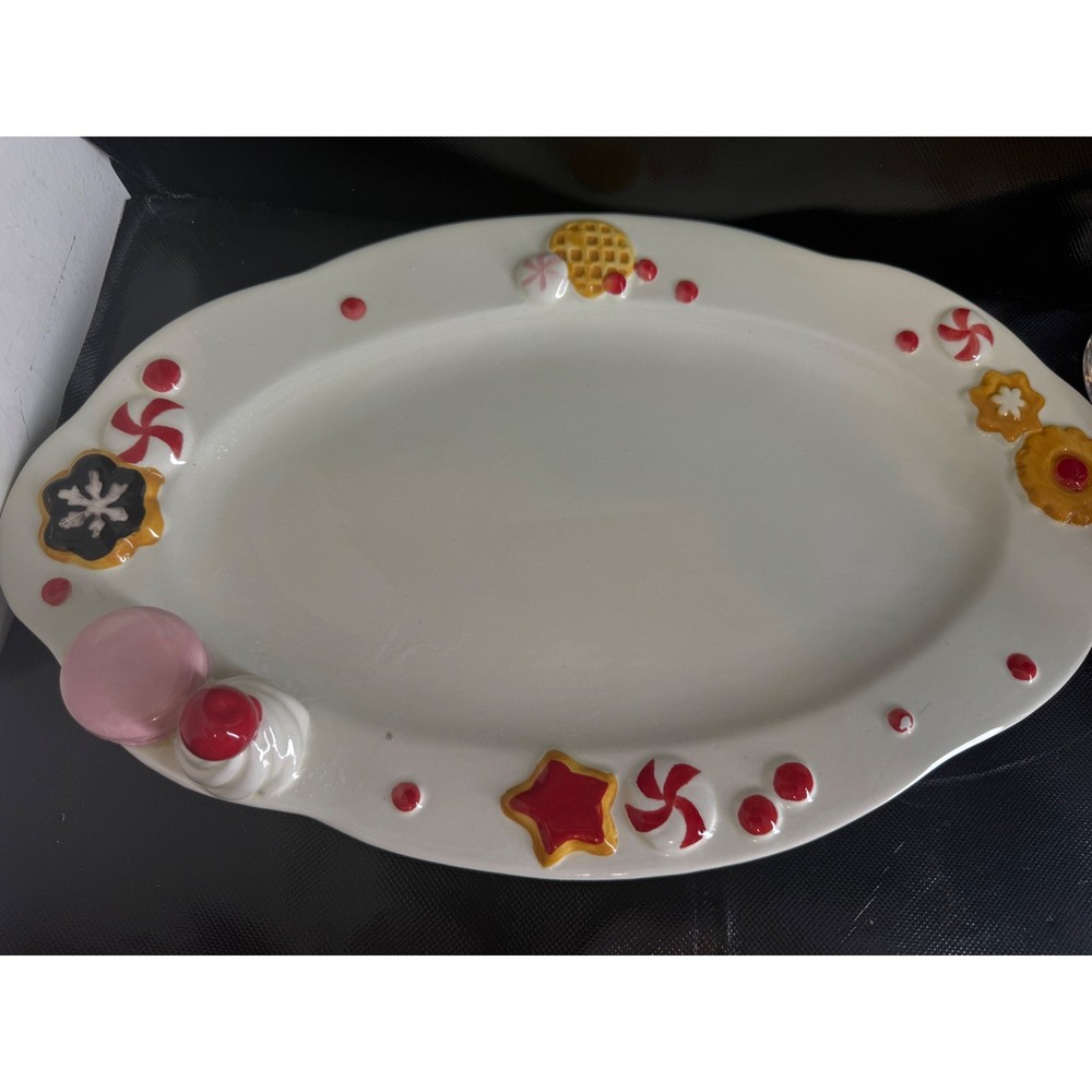WorldMarket Ceramic Sweets Platter Macaron Cookie Peppermint Serving Tray 650654
