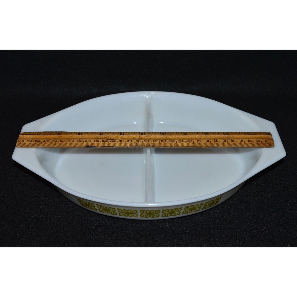Pyrex Square Flowers, Pyrex 063 Oval Divided Casserole Dish, Pyrex Verde