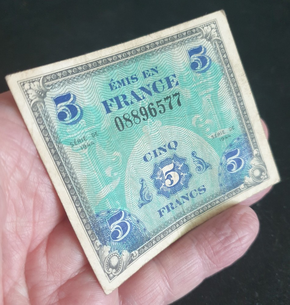 WW2 British Army 5 Franc Bank Note Issued in Normandy after D-Day June 6th 1944