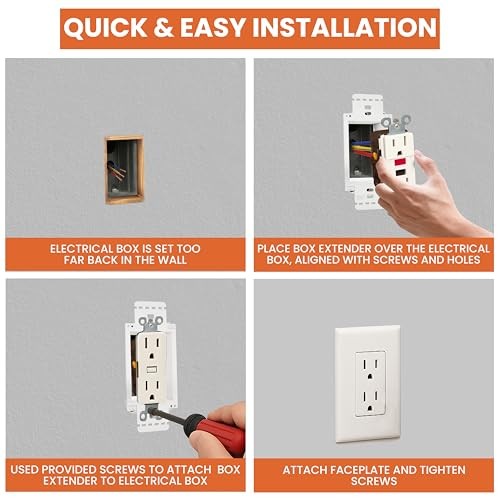 Pack Electrical Outlet Box Extender 1 Gang - Electrical Box Extender with 4 2