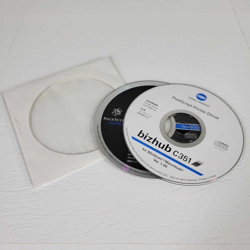 Konica Minolta Bizhub C351 Manual and Postscript Printer Driver PageScope 2.2 CD