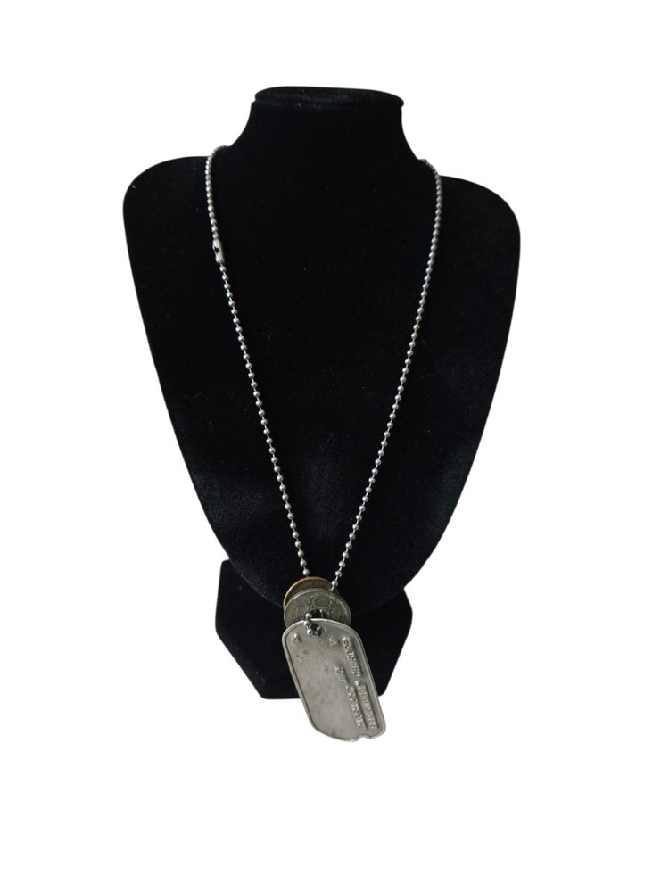 WWII US Army Dog Tag Charles A Buermann 37687857 T43 w/ Chain Coins