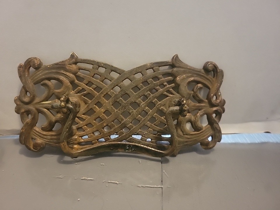 Antique Large Cast Brass Drawer Pull Scroll Victorian Patina Greco