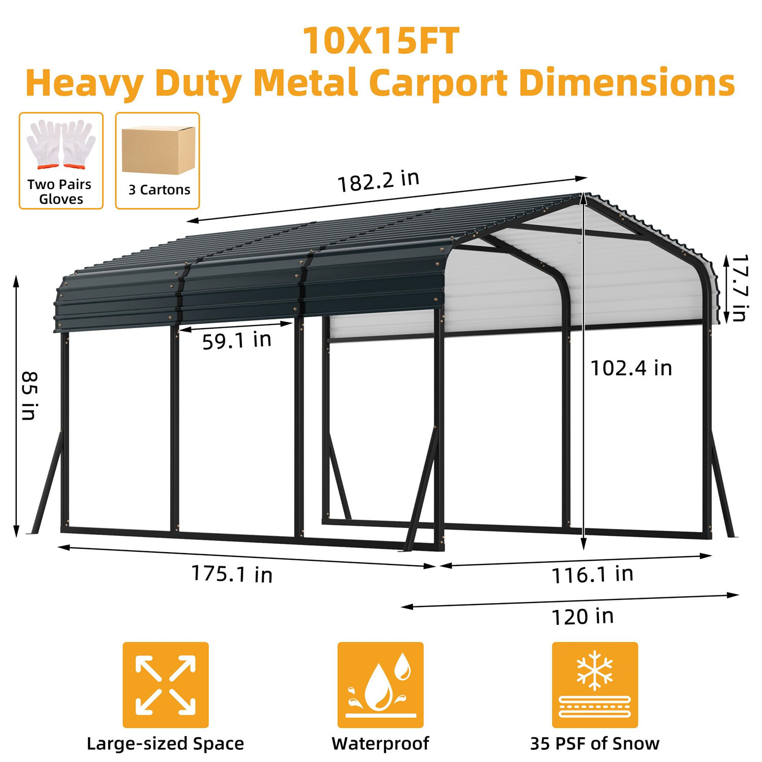 Metal Carport Kits Heavy Duty Galvanized Steel Carport with Roof for Cars Truck
