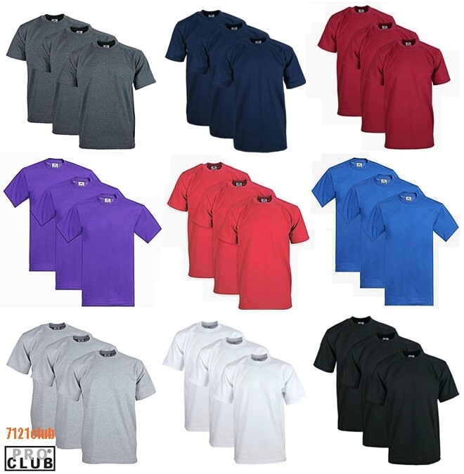 3 PACK PRO CLUB MENS HEAVYWEIGHT T SHIRTS PLAIN SHORT SLEEVES BIG AND TALL S-7XL