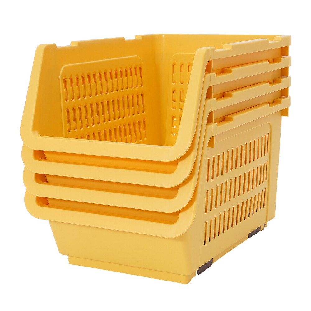 4 Tier Stackable Plastic Bins For Organizing Food, Kitchen & Bathroom Essentials