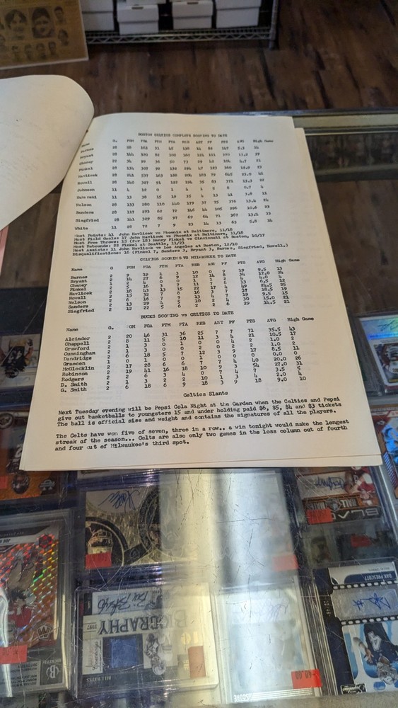 12/17/1969 Boston Celtics vs Milwaukee Bucks Press Notes & Program Insert