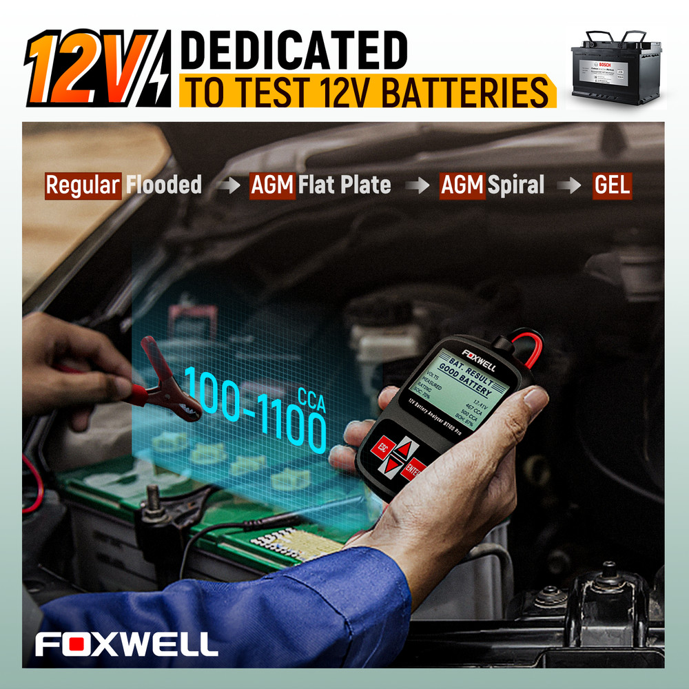 FOXWELL BT100 Pro Code Reader Battery Tester Cranking Charging Voltage Tester