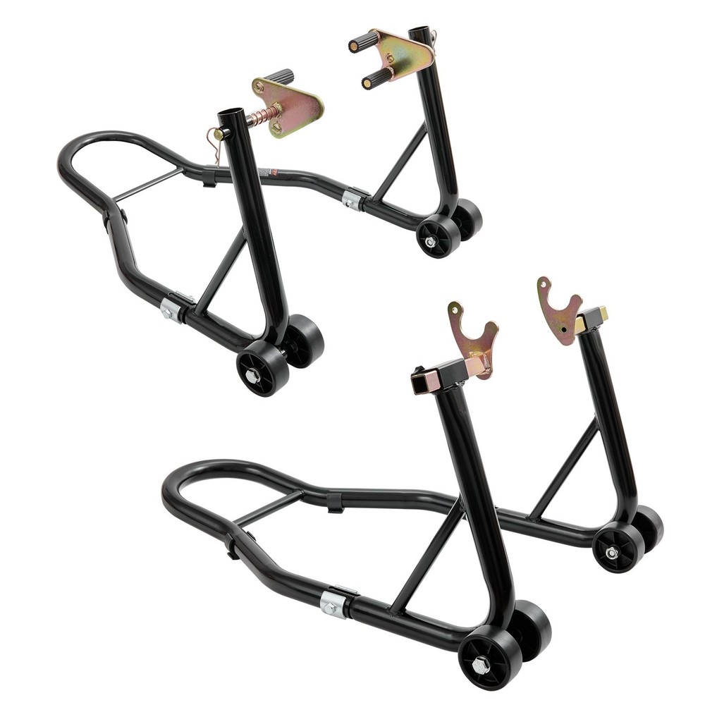 850lbs Motorcycle Stand Lift Front Rear Combo U+L Fork Swingarm Spool Black