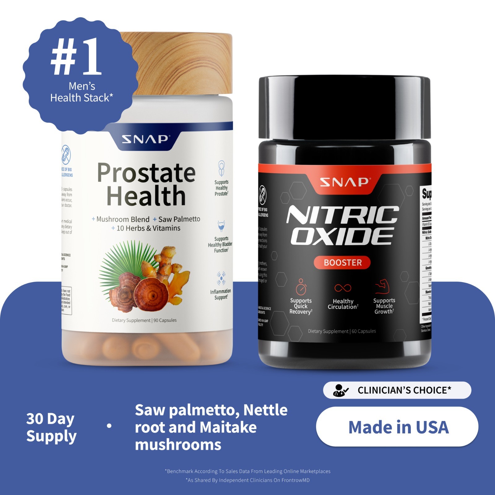 SNAP Prostate Health Nitric Oxide Bundle Saw Palmetto L-Arginine L-Citrulline