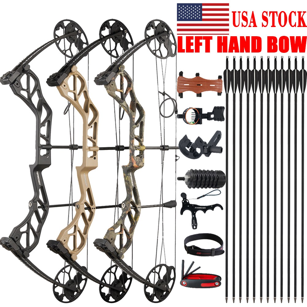 Compound Bow Left Hand Bow 19-70LBS Adjustable 320FPS Archery Hunt Shoot Target