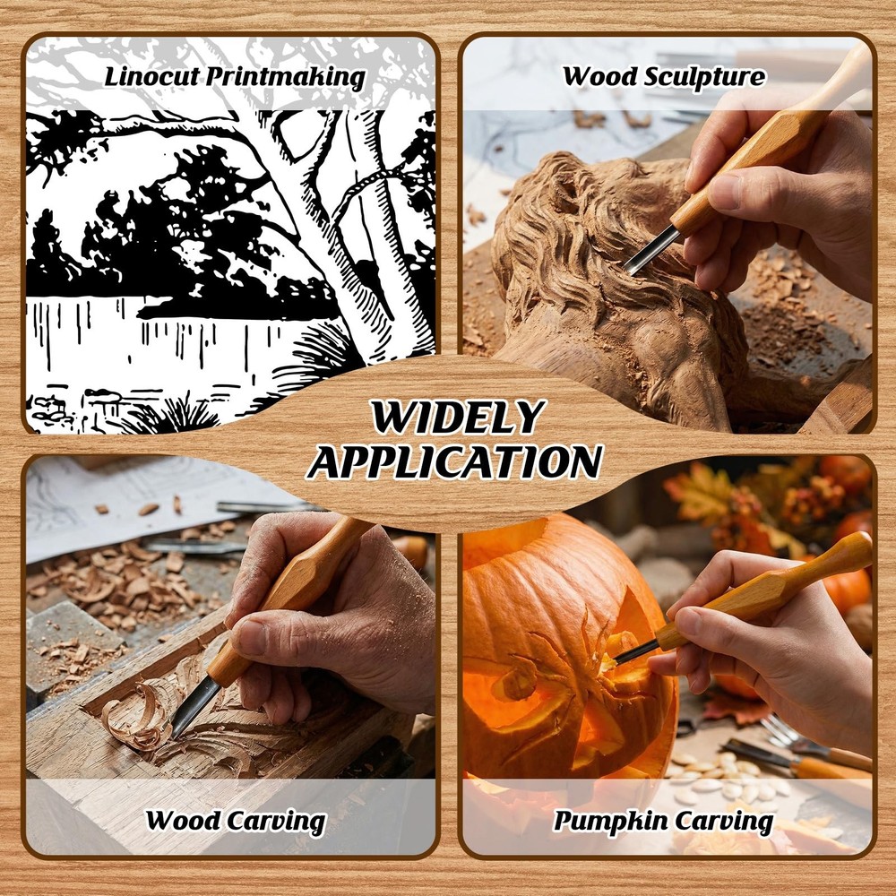 WILLBOND 5 Pcs Linocut Carving Tools Set Triangular Linoleum Various Sizes Wo...