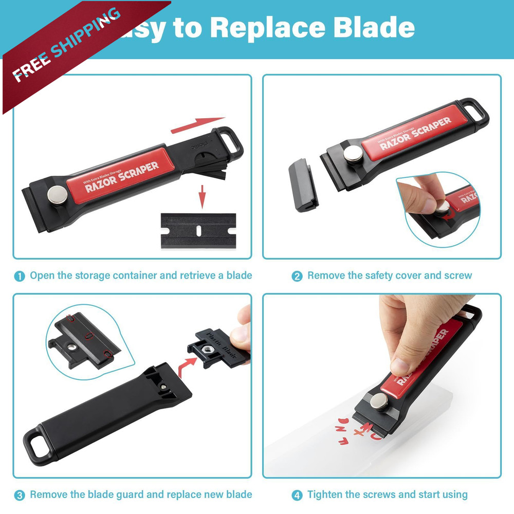 Gomake Plastic Razor Blade Scraper Tool with Container 2PCS Razor...
