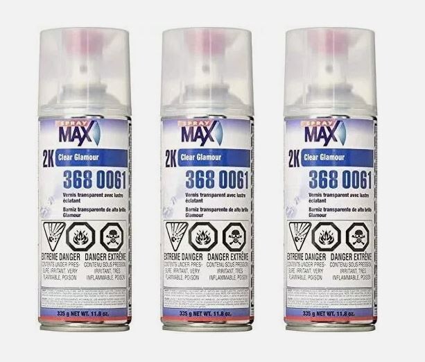 Spraymax 3680061 2K Clear Coat Aerosol Spray Cans -3 Pack-High Gloss Automotive