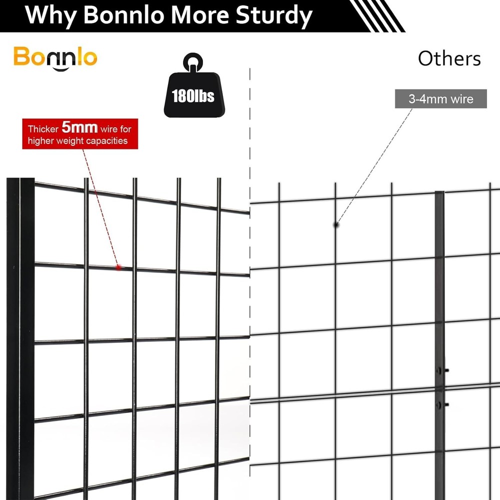 Freestanding 6' x 2' Grid Wall Rack with Hooks – Versatile Display Solution