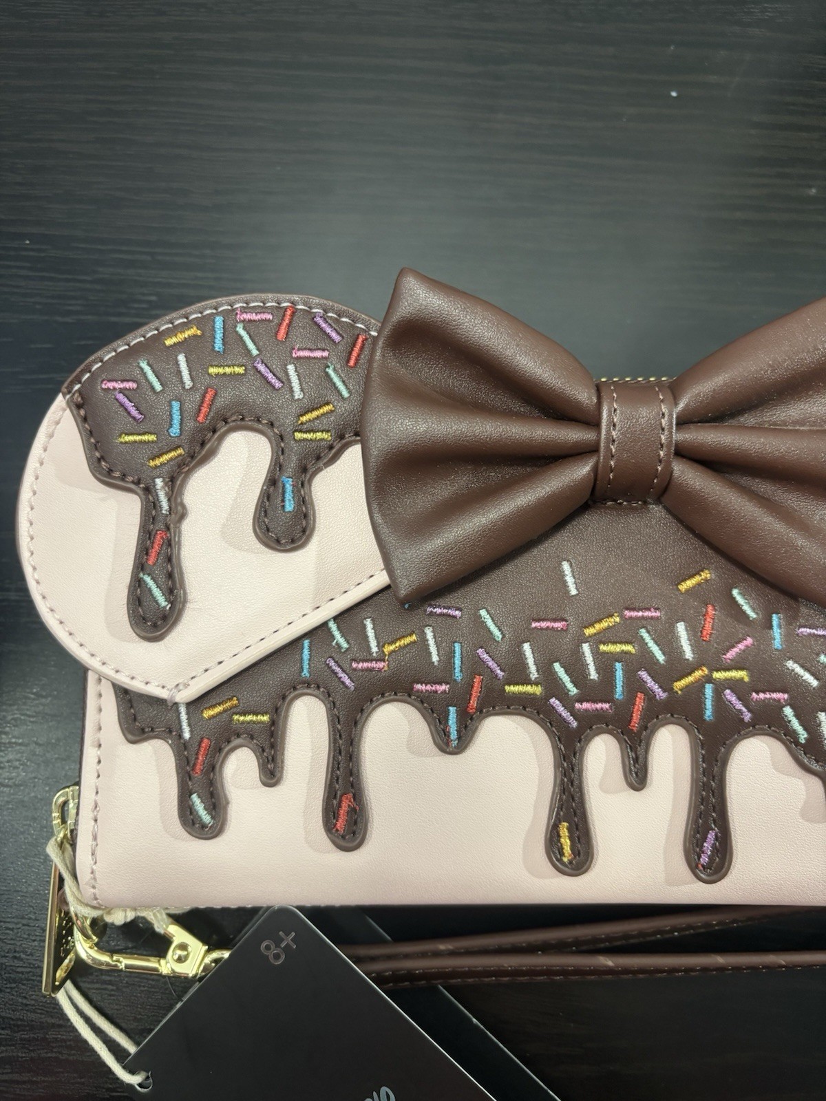 Loungefly Disney Minnie Mouse Chocolate Pink Lollipop Ears Wallet with Bow NWT