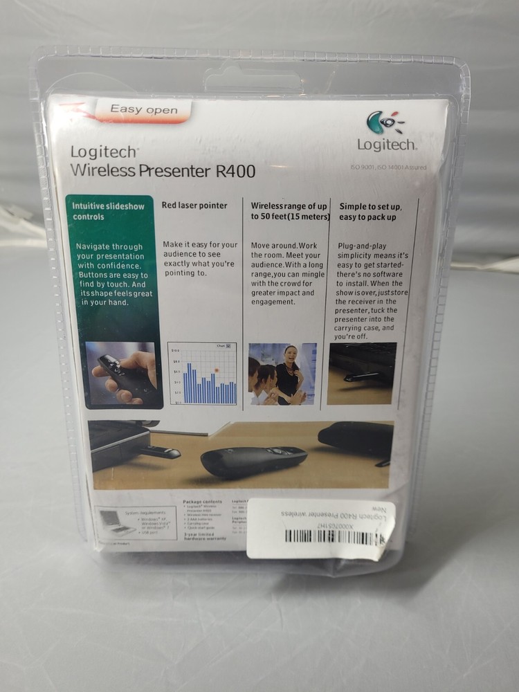 Logitech R400 Wireless Presentation Remote with case and USB receiver