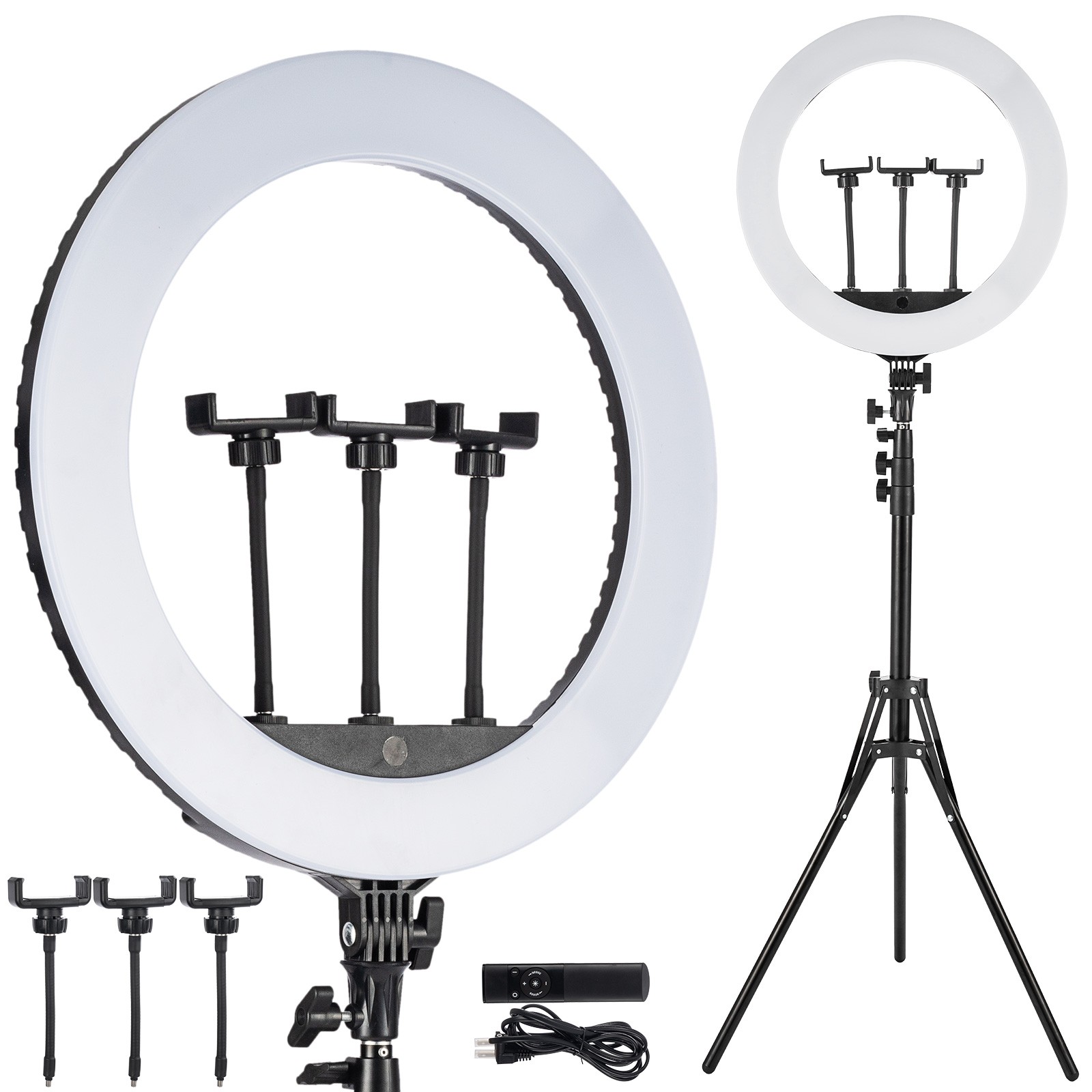 18" LED SMD Ring Light Kit with Stand Dimmable 6600K for Makeup Phone Camera