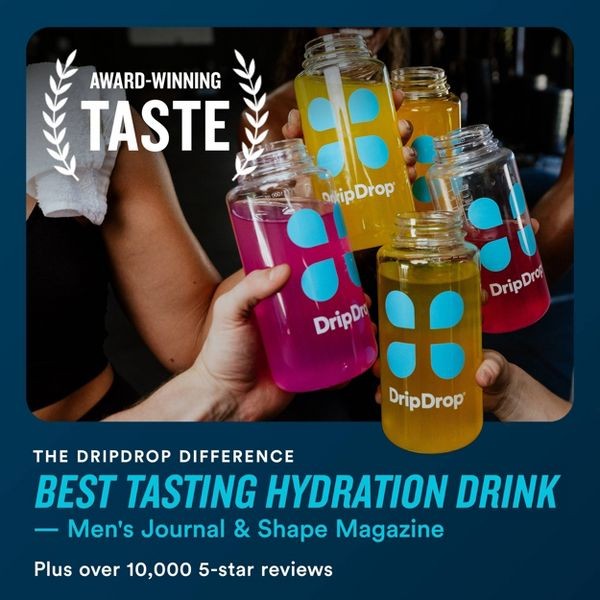 DripDrop Zero Sugar Hydration Powder Vegan Electrolyte Supplements 1.9oz/12ct