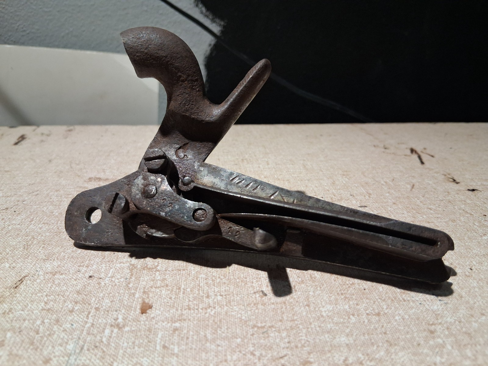 Antique Musket Rifle F.J. Malherbe? Hammer Lock Plate & Trigger Guard Assembly