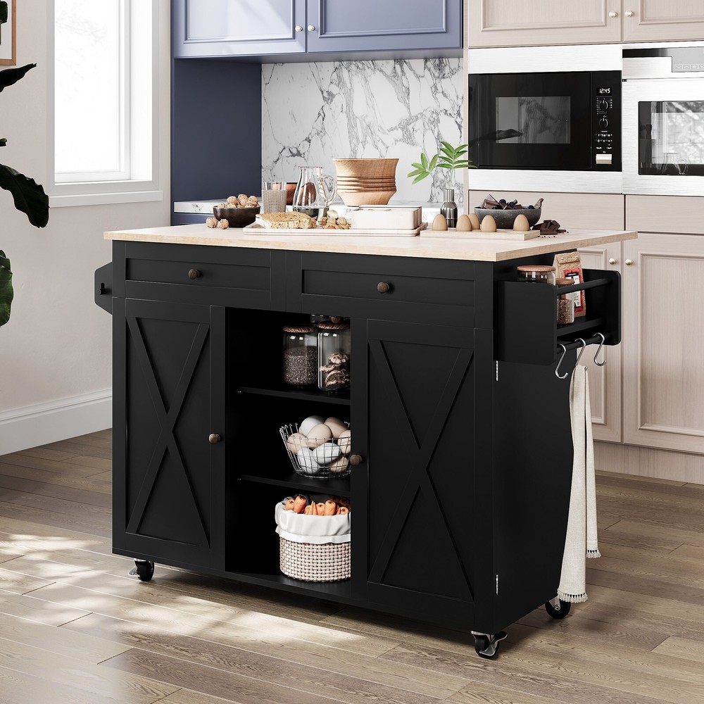 Rolling Kitchen Island with Drop Leaf Movable Kitchen Carts on Wheels Island NEW