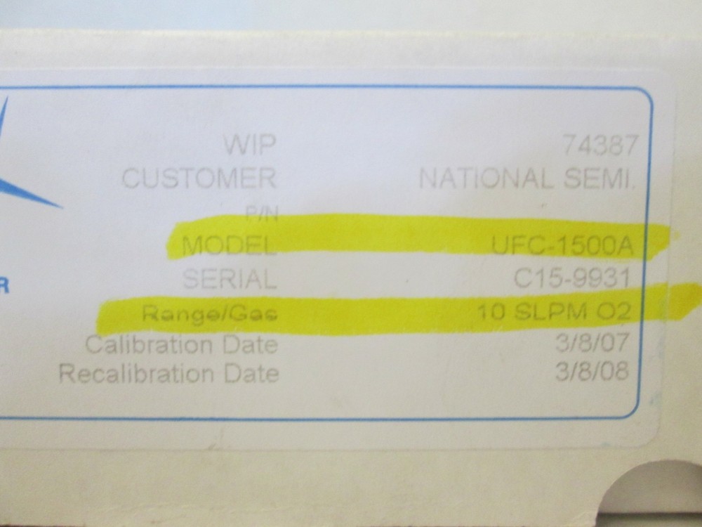 Unit UFC-1500A, MFC, Mass Flow Controller, O2, 10 SLPM