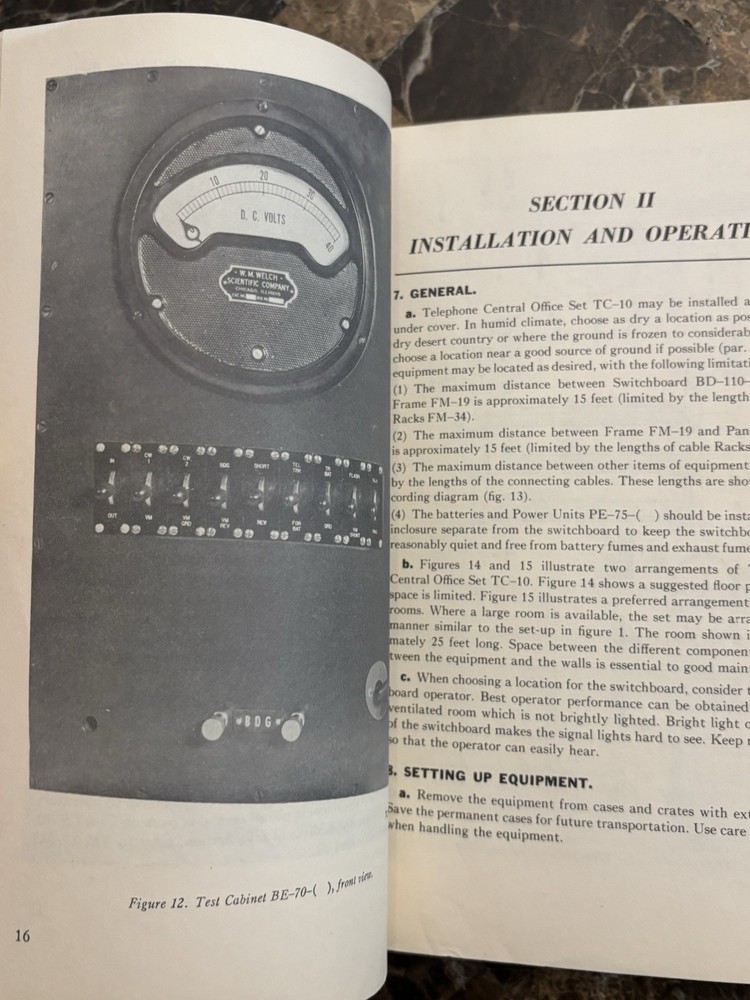 1945 TECHNICAL MANUAL TELEPHONE CENTRAL OFFICE SET TC-10