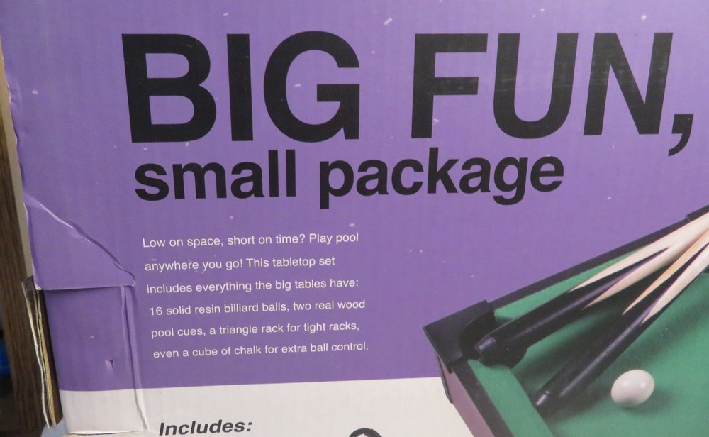 NOS Tabletop Pool Mini Pool Table & Billiard Set Small Billiards Game Real Balls