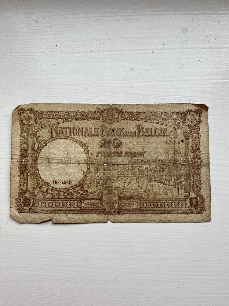 Two Belgium 20 Francs Bank Notes, Circulated.