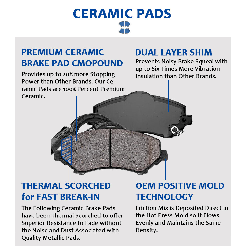 Drilled Slotted Front Rear Rotors and Brake Pads Kit for Nissan Altima Brakes