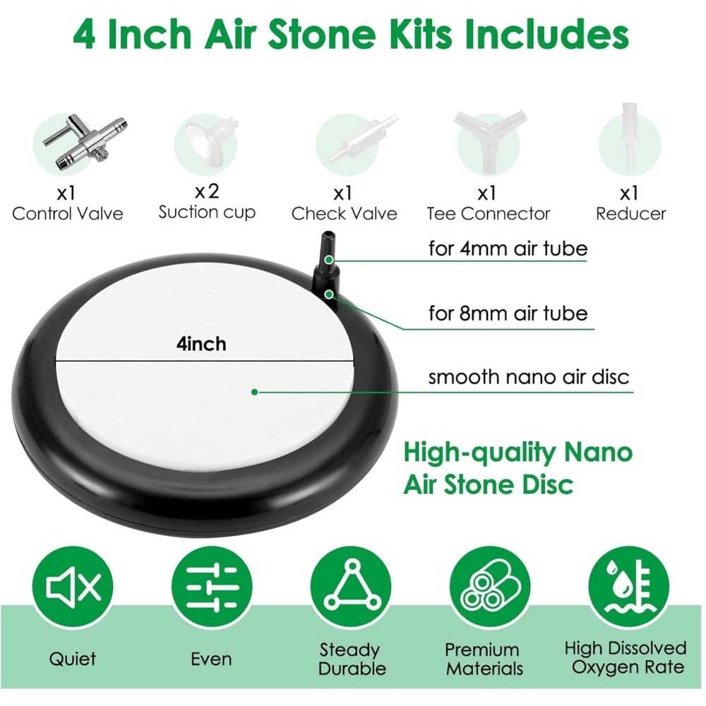 Quiet & Efficient Aquarium Air Stone 4 Inch