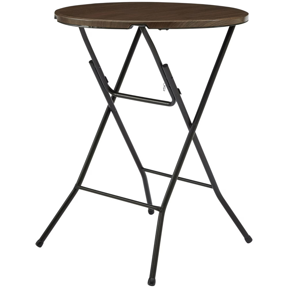 2 Pack Mainstays 31" Round High-Top Folding Table, Versatile and Durable, Walnut