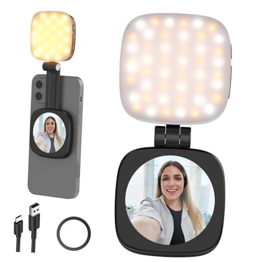 BASICS Magnetic Selfie Light Compatible with MagSafe iPhone,CRI95 Black