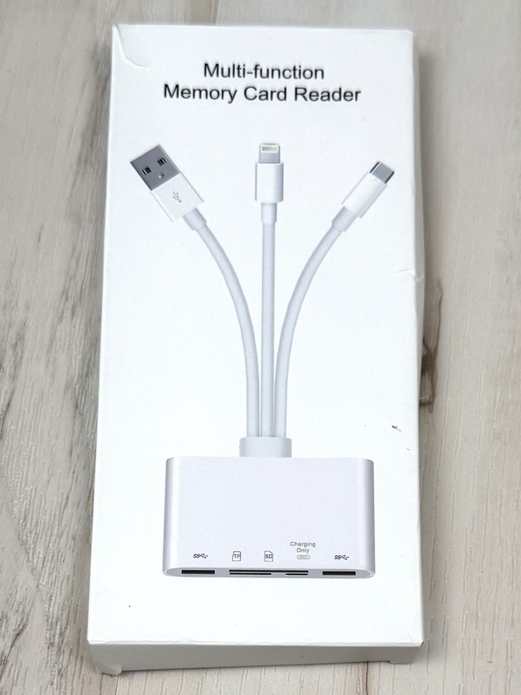 5-in-1 Multi-Function MEMORY CARD READER USB Adapter & SD Reader White NOB NEW