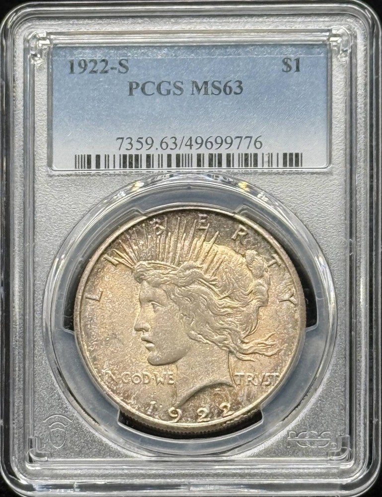 1922 S Peace Silver Dollar PCGS MS-63